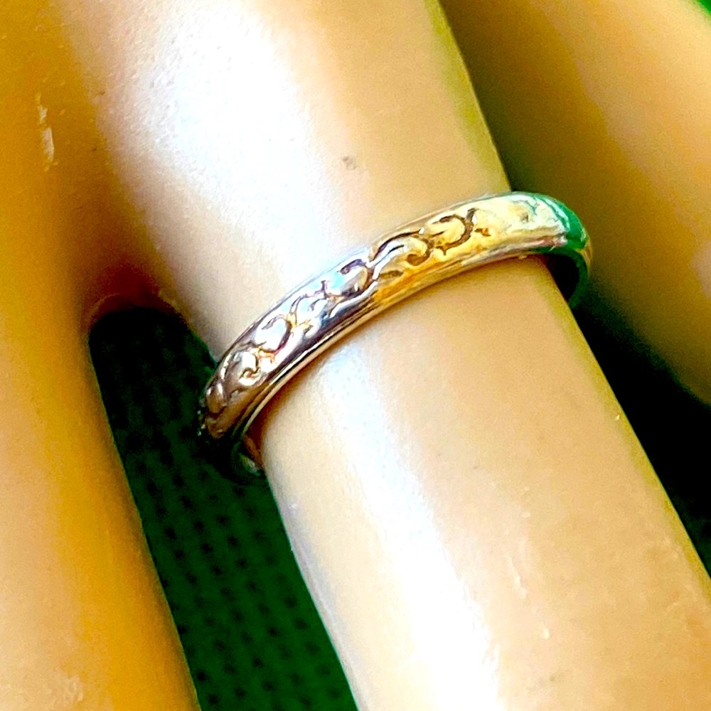 Vintage Sterling Silver Wedding Band Squiggly Lines Ring S 7